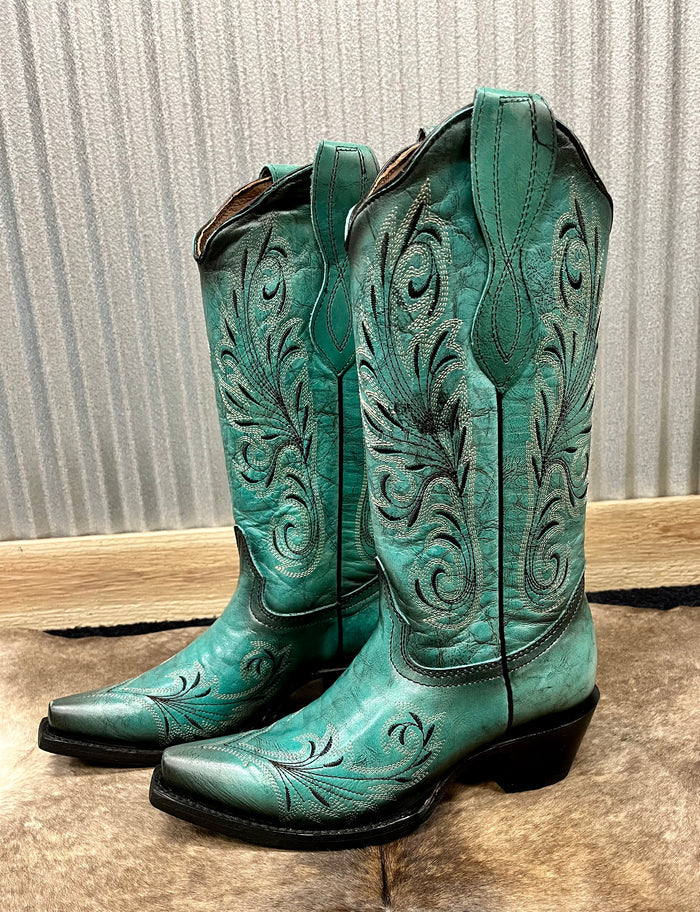 Circle G Women's Turquoise Snip Toe Cowgirl Boots L2076-Painted Cowgirl Western Store