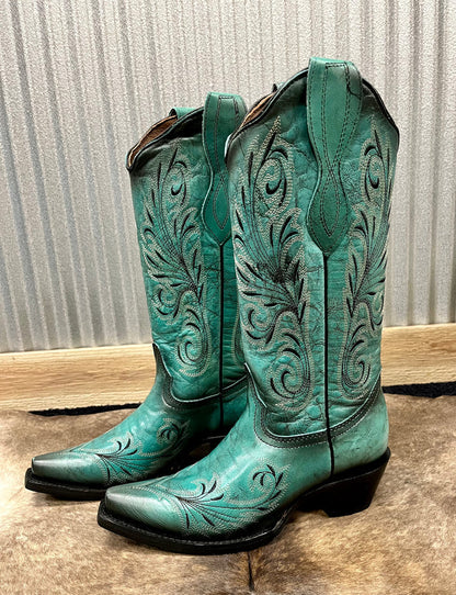 Circle G Women's Turquoise Snip Toe Cowgirl Boots L2076-Painted Cowgirl Western Store