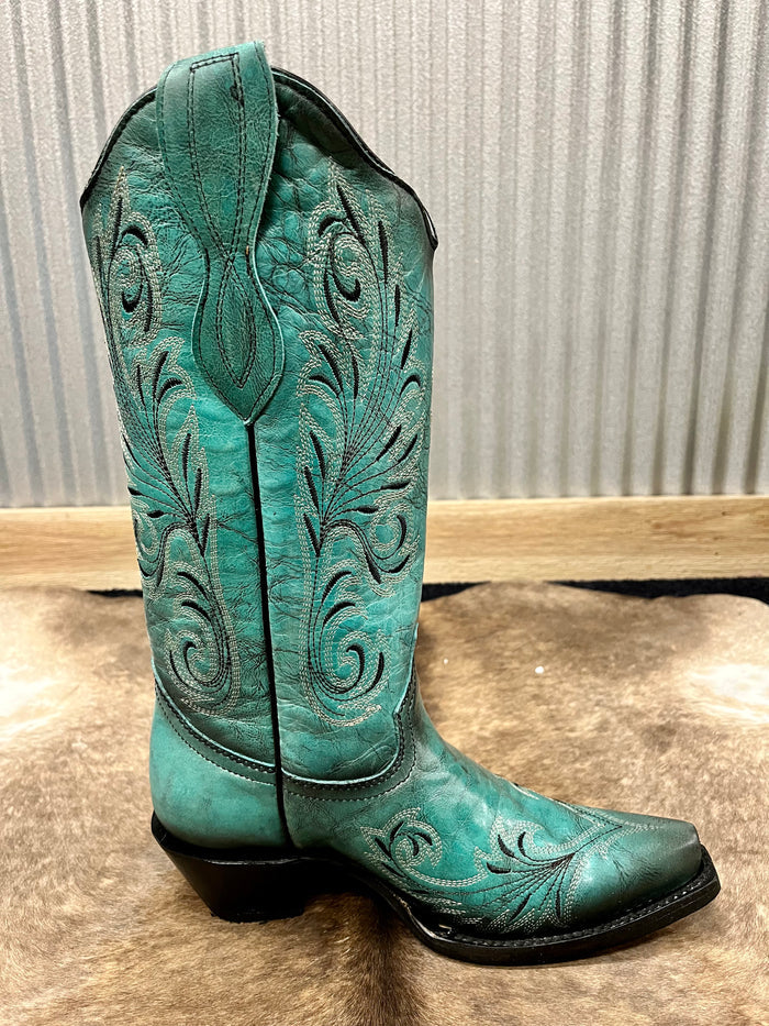 Circle G Women's Turquoise Snip Toe Cowgirl Boots L2076-Painted Cowgirl Western Store