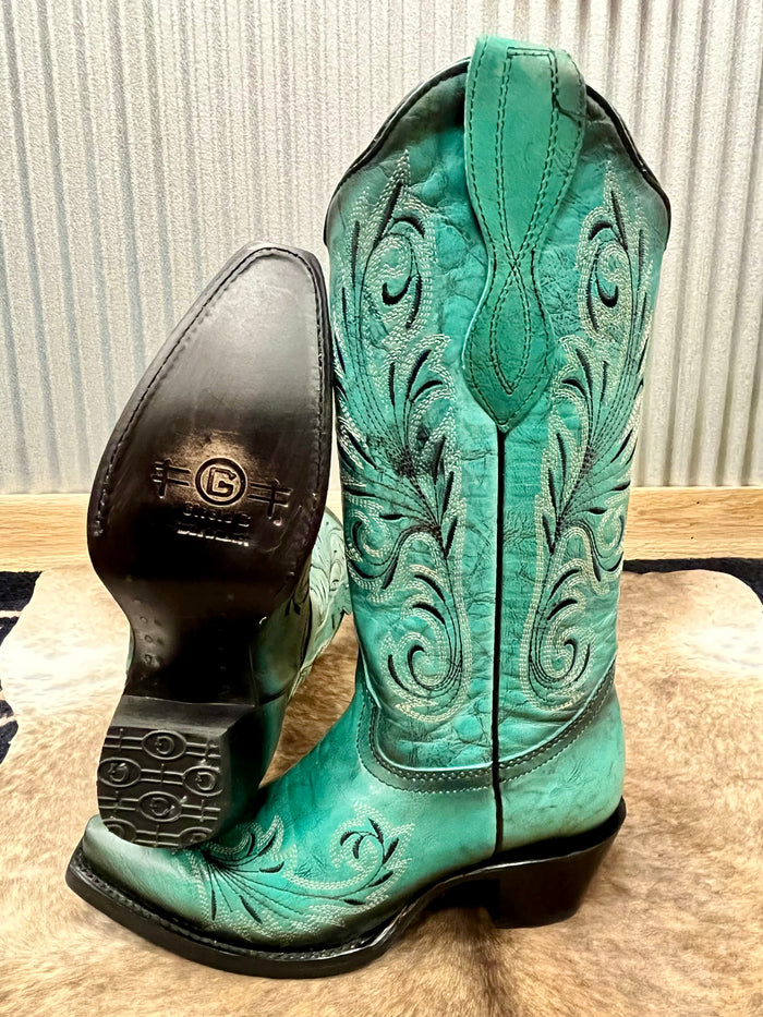 Circle G Women's Turquoise Snip Toe Cowgirl Boots L2076-Painted Cowgirl Western Store
