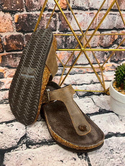 Roper Women's Helena Brown Oiled Leather Thong Sandal 0607-3150-Painted Cowgirl Western Store