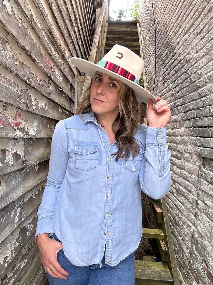 Charlie One Horse Indian Lodge Ivory Western Fashion Cowgirl Hat CWINDL-0036 28-Painted Cowgirl Western Store