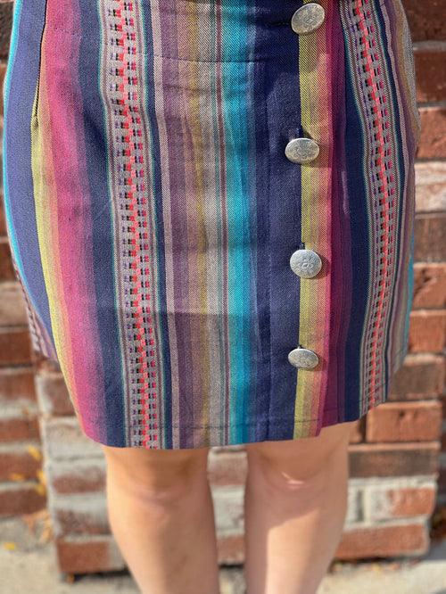 Rhonda Stark Women's Navy Serape 4-Button Skirt 501-SN-Painted Cowgirl Western Store