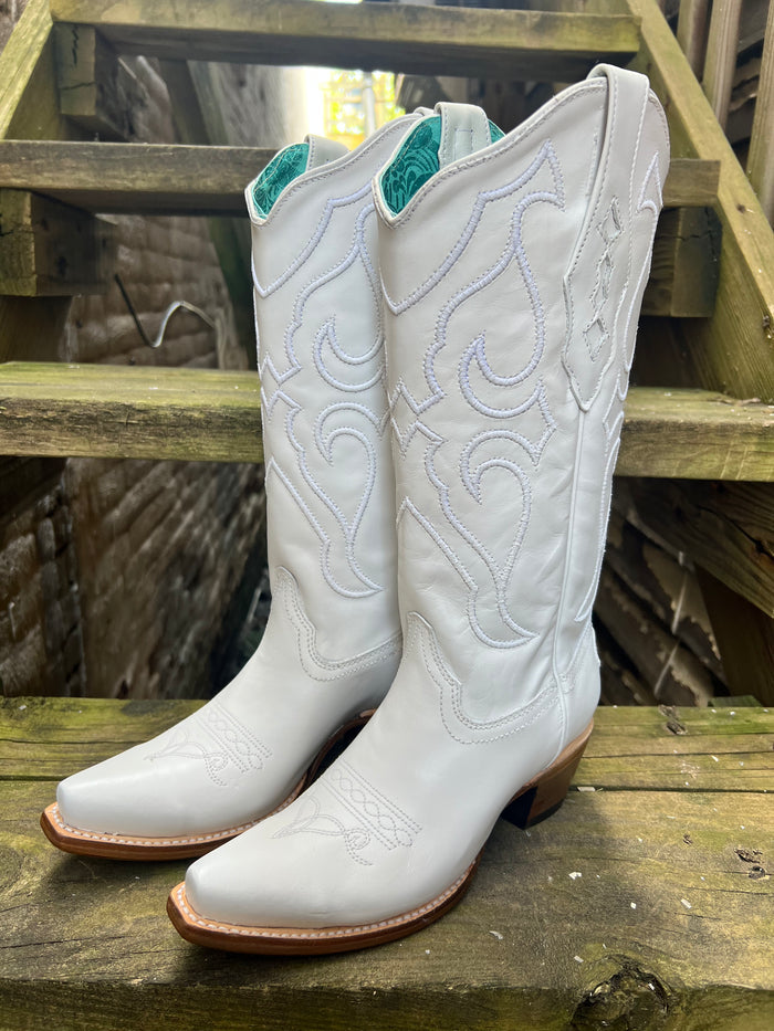 Corral Women's White Snip Toe Cowgirl Boots Z5046-Painted Cowgirl Western Store