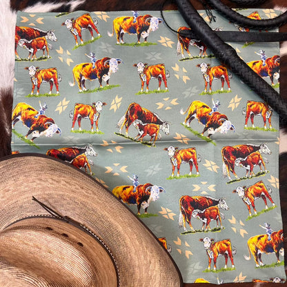 The Whole Herd Youth Green Hereford Pairs 20" x 20" Wild Rag K3063-Painted Cowgirl Western Store