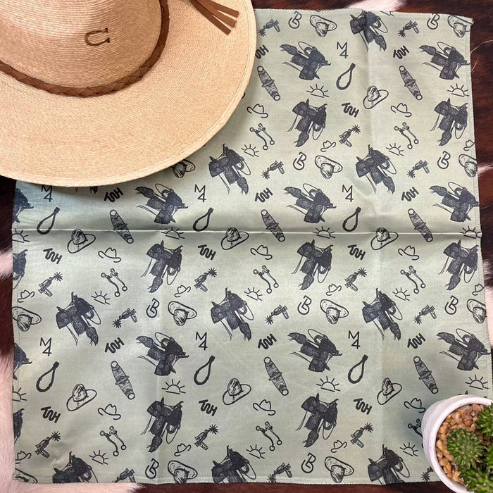 The Whole Herd Youth Green Tack 20" x 20" Wild Rag K3067-Painted Cowgirl Western Store