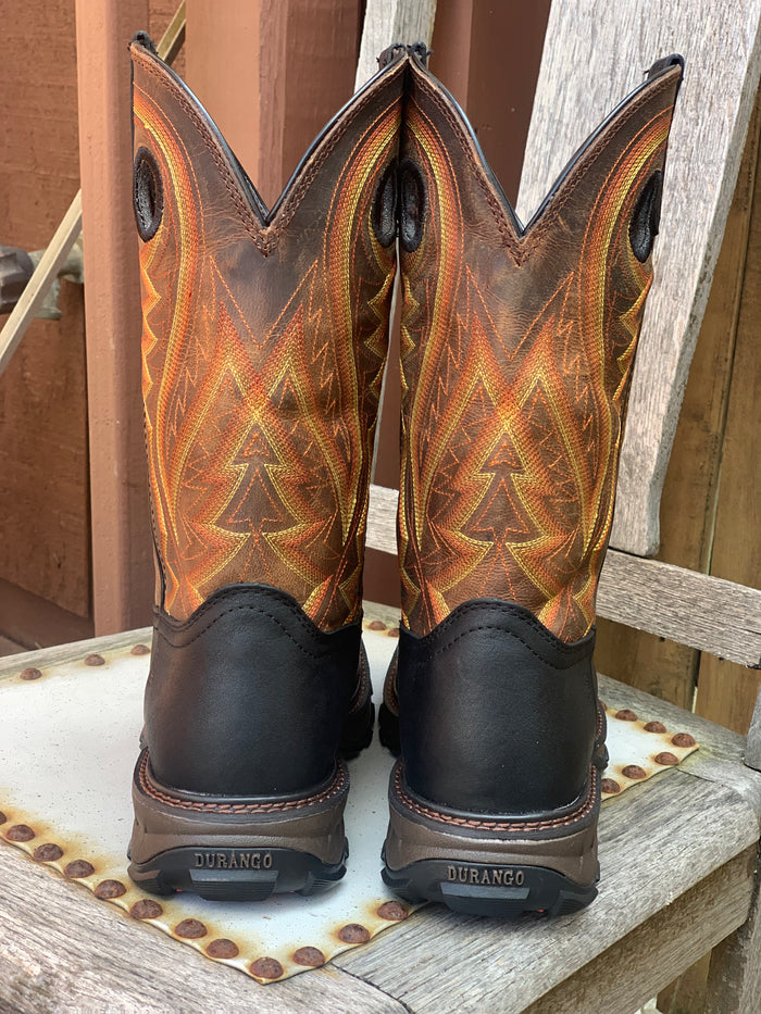 Durango Men's Maverick Onyx Black & Dark Brown Square Toe Western Work Boots DDB0402-Painted Cowgirl Western Store