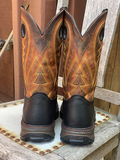 Durango Men's Maverick Onyx Black & Dark Brown Square Toe Western Work Boots DDB0402-Painted Cowgirl Western Store
