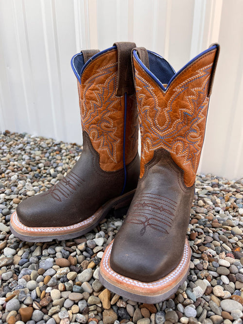 Roper Little Boy's Colt Brown Leather Square Toe Cowboy Boots 9991-0150 9991-0140-Painted Cowgirl Western Store
