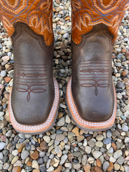 Roper Little Boy's Colt Brown Leather Square Toe Cowboy Boots 9991-0150 9991-0140-Painted Cowgirl Western Store