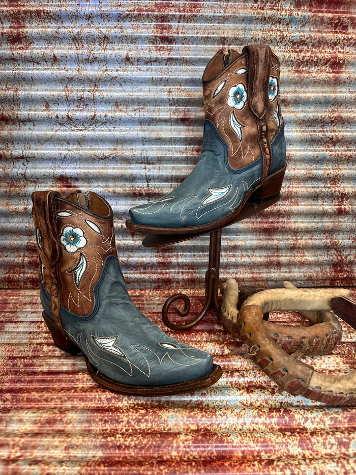 Circle G Women's Blue Sheron Brown and Navy Ankle Boots L5940-Painted Cowgirl Western Store