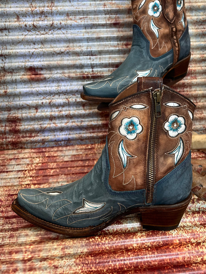 Circle G Women's Blue Sheron Brown and Navy Ankle Boots L5940-Painted Cowgirl Western Store