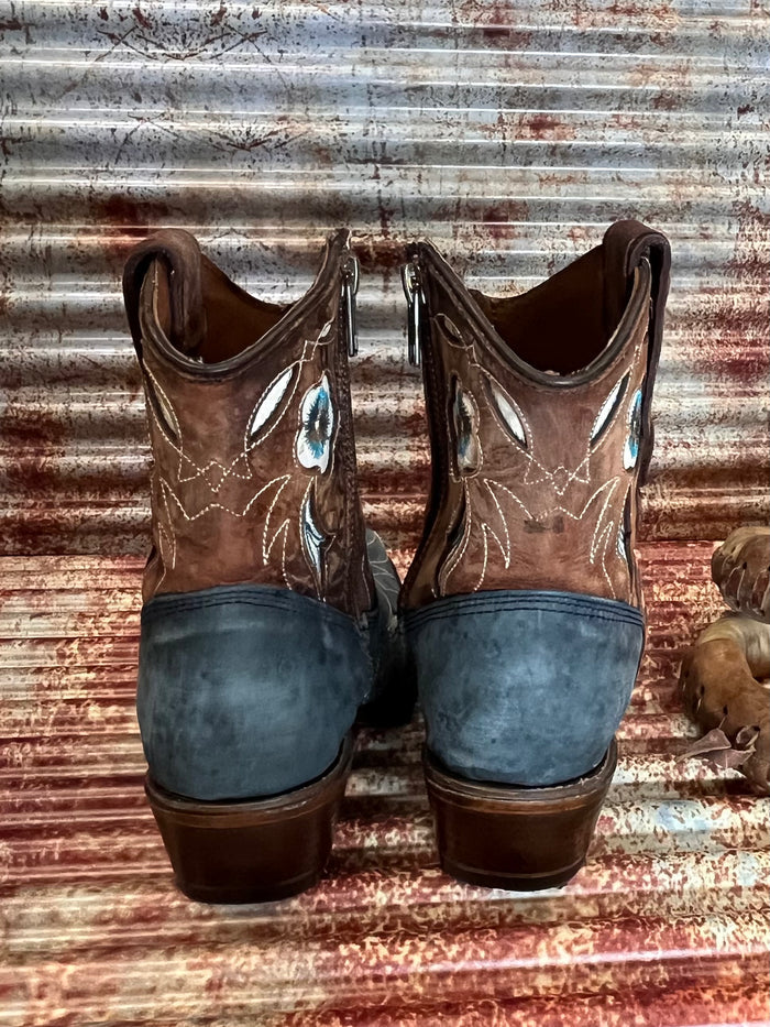Circle G Women's Blue Sheron Brown and Navy Ankle Boots L5940-Painted Cowgirl Western Store