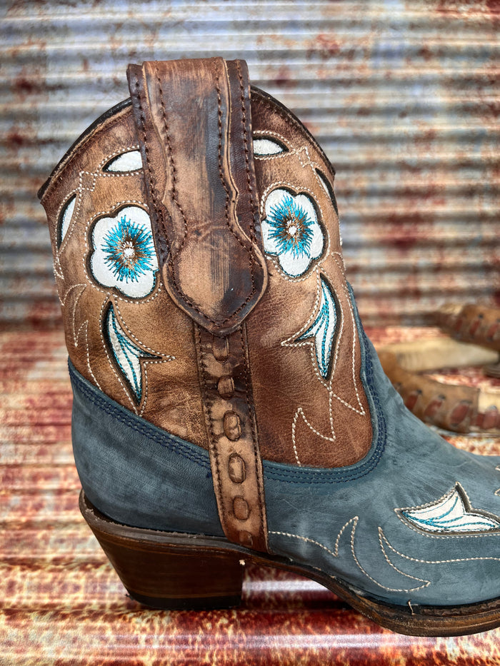 Circle G Women's Blue Sheron Brown and Navy Ankle Boots L5940-Painted Cowgirl Western Store