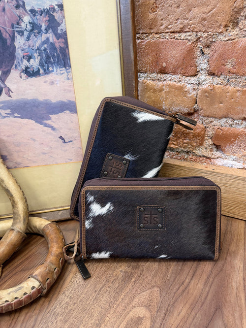 STS Ranchwear Kacy Hair-On Cowhide & Genuine Leather Organizer Clutch Wallet STS62742