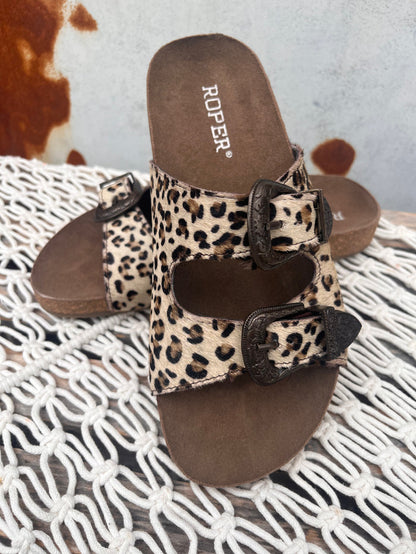 Roper Women's Desiree Leopard Leather Sandals 0607-3220-Painted Cowgirl Western Store