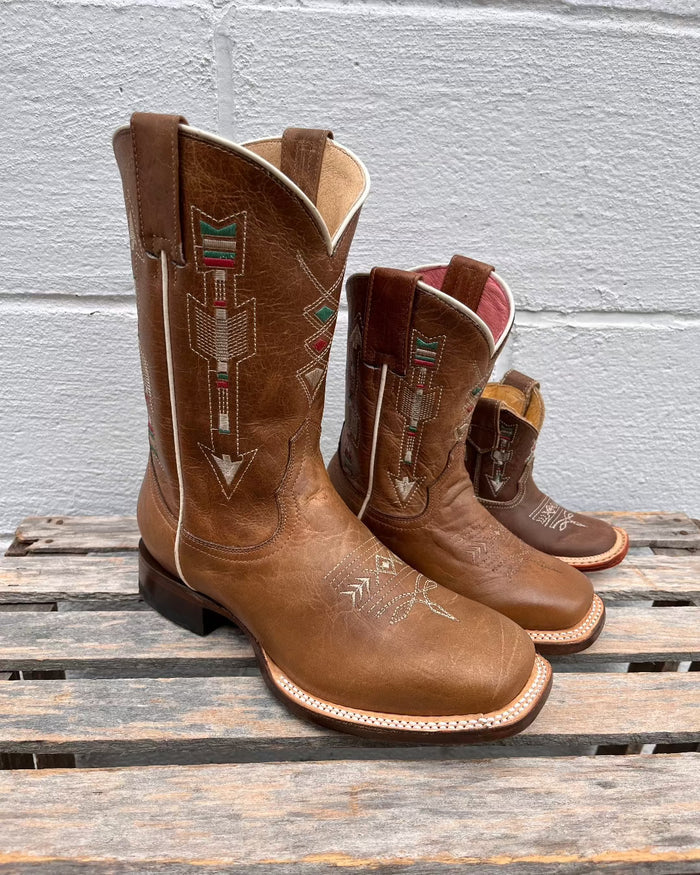 Roper Infant/Children/Youth Brown Leather Indian Arrows Cowgirl Boot 7022-8493-Painted Cowgirl Western Store
