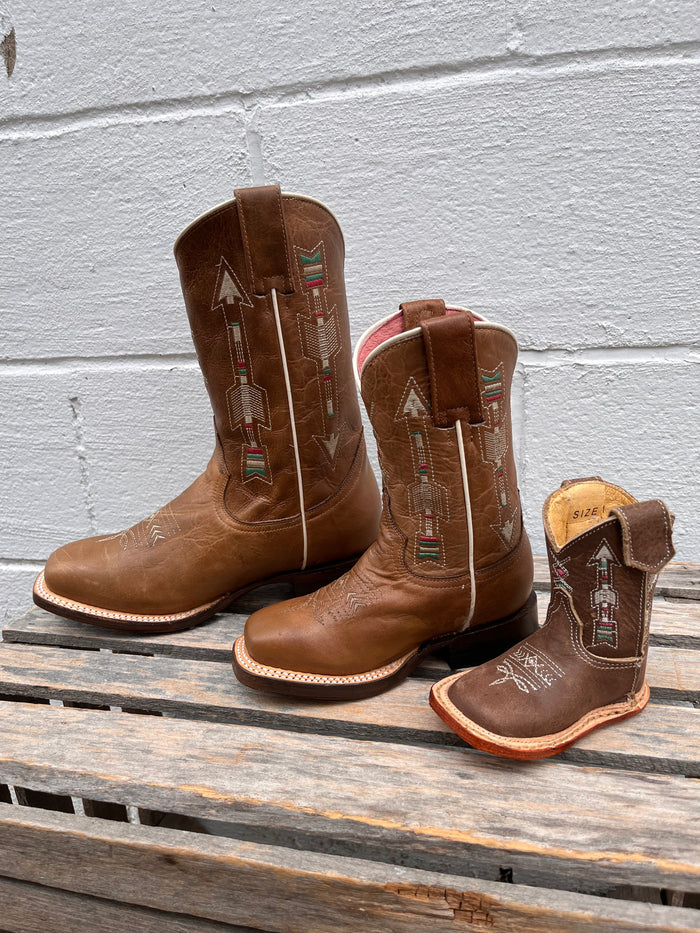 Roper Infant/Children/Youth Brown Leather Indian Arrows Cowgirl Boot 7022-8493-Painted Cowgirl Western Store
