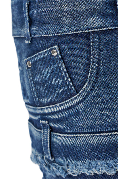 AKIRA GOLD MAHONEY DENIM PANT DETAIL GLADIATOR STILETTO