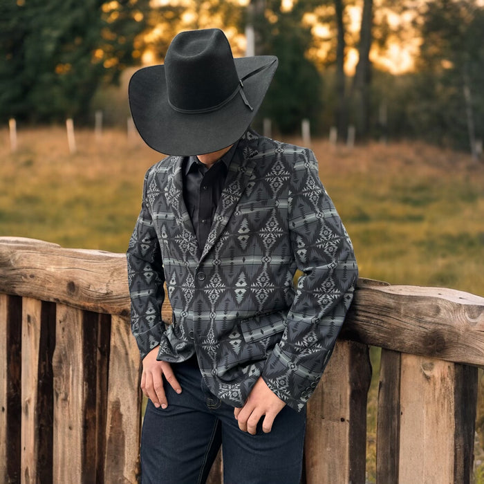 Rock & Roll Cowboy Men's Black Aztec Western Sports Coat Blazer BM96C03632-Painted Cowgirl Western Store