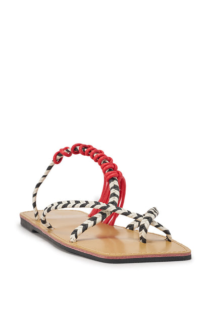 AKIRA SANSANVI RED MULTI ROPE FLAT SANDAL