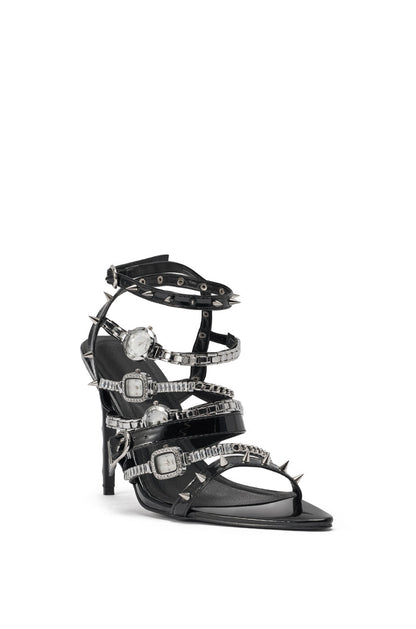 AKIRA GOLD SYDONIC BLACK WATCH STILETTO SANDAL