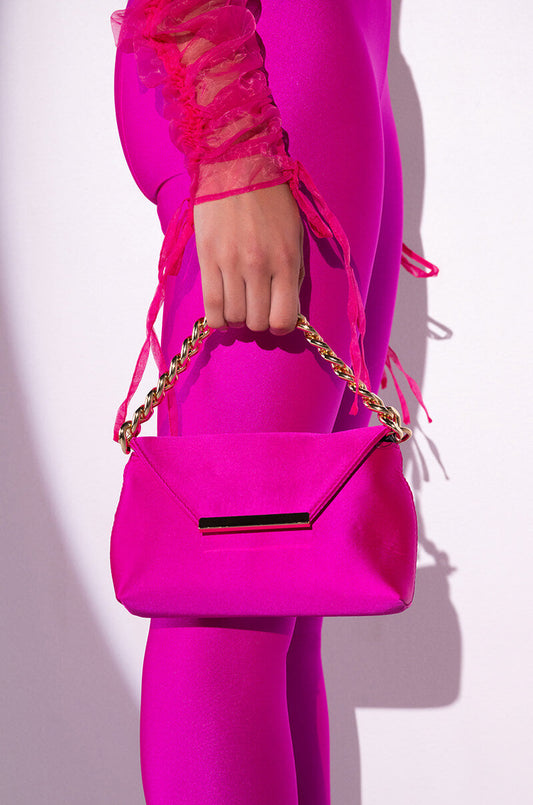 ADELE FUCHSIA SATIN PURSE