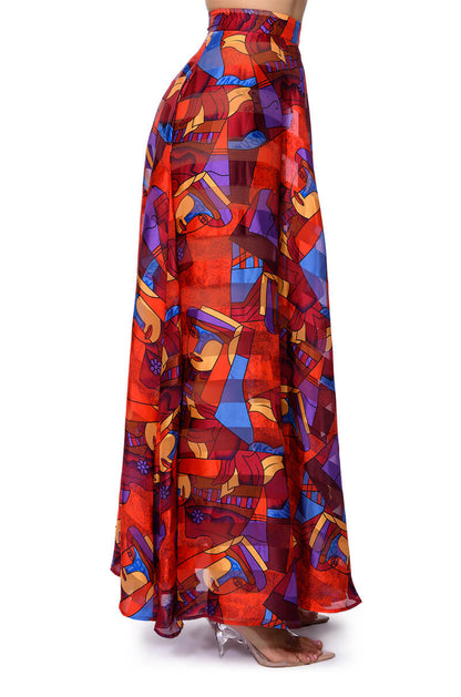 AESTHETIC SCARF PRINT MAXI SKIRT