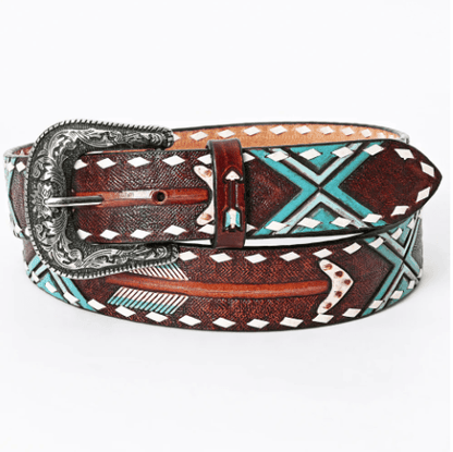 American Darling Arrow Hand Tooled & Painted Leather Belt ADBLF104