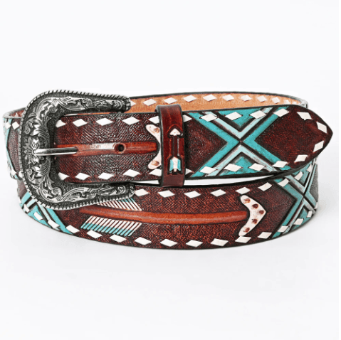American Darling Arrow Hand Tooled & Painted Leather Belt ADBLF104