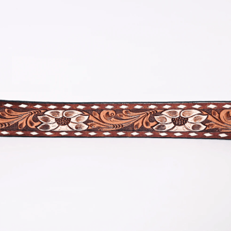 American Darling White Flower Hand Tooled & Painted Leather Belt ADBLF178