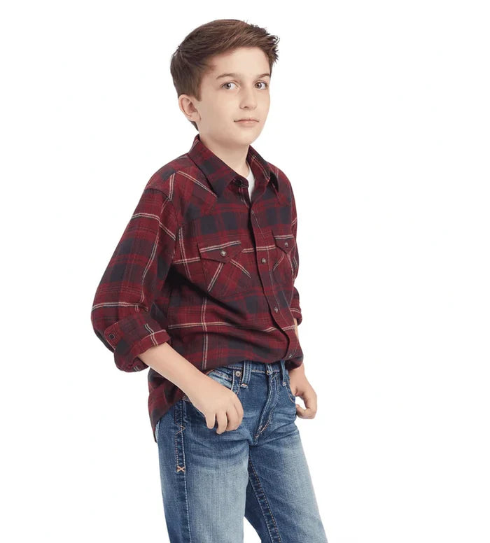 Ariat Boy's Heath Retro Fit Shirt Long Sleeve Button Up Shirt Phantom 10041690-Painted Cowgirl Western Store