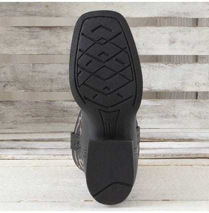 Ariat Children's/Youth Tycoon Black Leather Square Toe Cowboy Boots 10029627-Painted Cowgirl Western Store