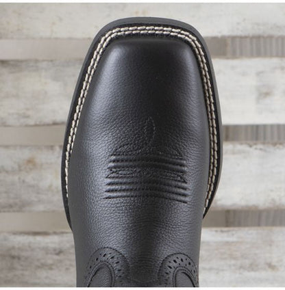 Ariat Children's/Youth Tycoon Black Leather Square Toe Cowboy Boots 10029627-Painted Cowgirl Western Store