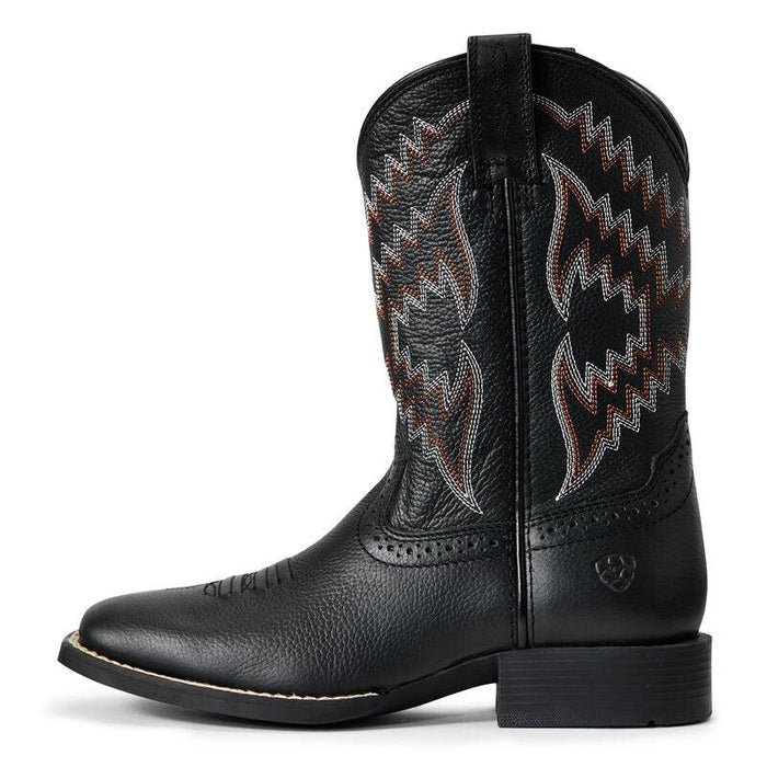 Ariat Children's/Youth Tycoon Black Leather Square Toe Cowboy Boots 10029627-Painted Cowgirl Western Store