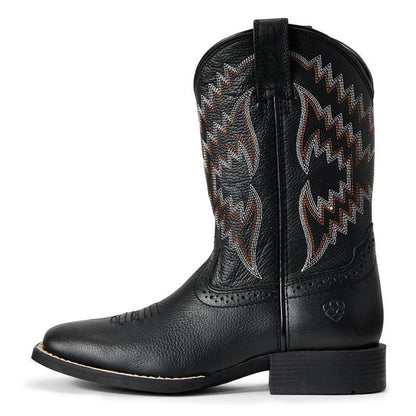 Ariat Children's/Youth Tycoon Black Leather Square Toe Cowboy Boots 10029627-Painted Cowgirl Western Store