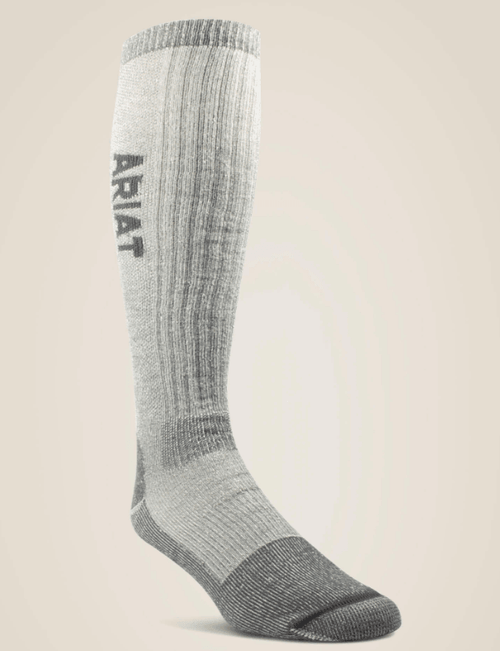 Ariat Grey Midweight Merino Wool Blend Over The Calf Steel Toe Work Socks AR2266