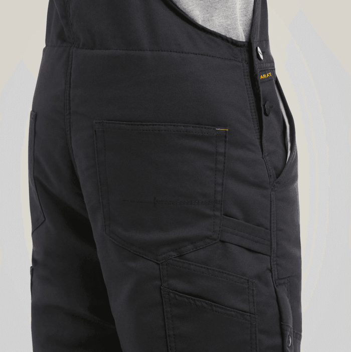 Ariat Men's Black Rebar Duracanvas Stretch Insulated Bib Coveralls 10032485