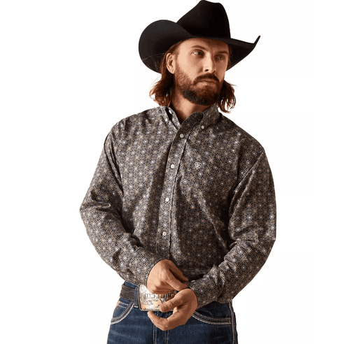 Ariat Men's Indigo Karsyn Wrinkle Free Classic Fit Long Sleeve Western Shirt 10047202