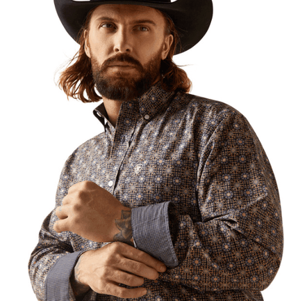 Ariat Men's Indigo Karsyn Wrinkle Free Classic Fit Long Sleeve Western Shirt 10047202