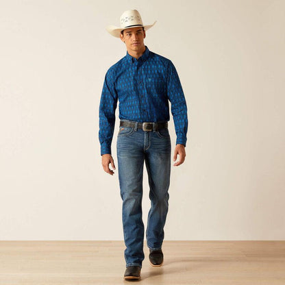 Ariat Men's Pascual Directoire Blue Classic Fit Long Sleeve Western Shirt 10048379-Painted Cowgirl Western Store