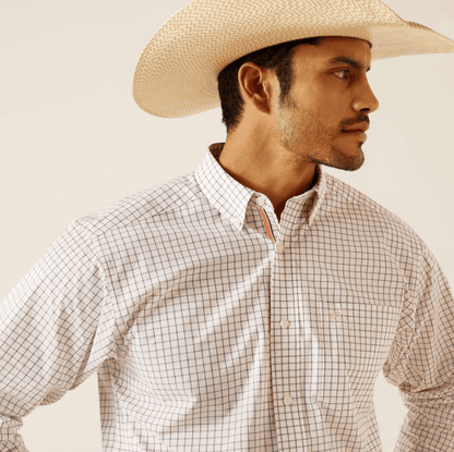 Ariat Men's Pro Series White Tristin Classic Fit Long Sleeve Western Shirt 10048360