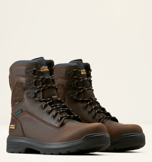 Ariat Men's Rich Brown Turbo 8" H2O Waterproof Carbon Toe Lace Up Work Boots 10050823