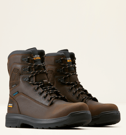 Ariat Men's Rich Brown Turbo 8" H2O Waterproof Carbon Toe Lace Up Work Boots 10050823