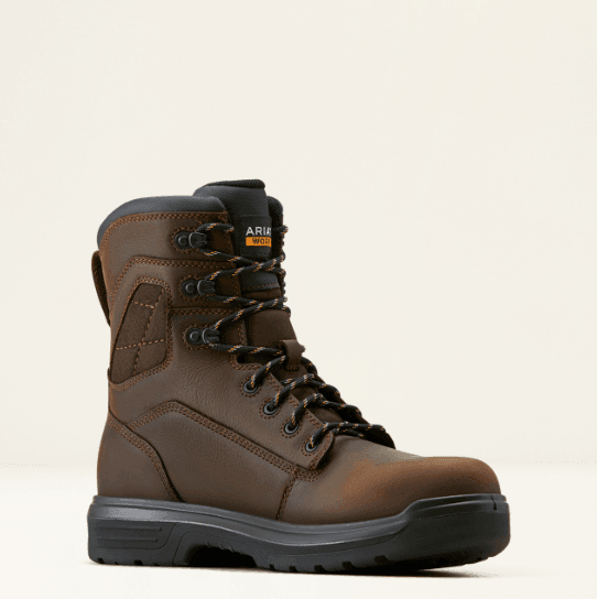Ariat Men's Rich Brown Turbo 8" H2O Waterproof Carbon Toe Lace Up Work Boots 10050823
