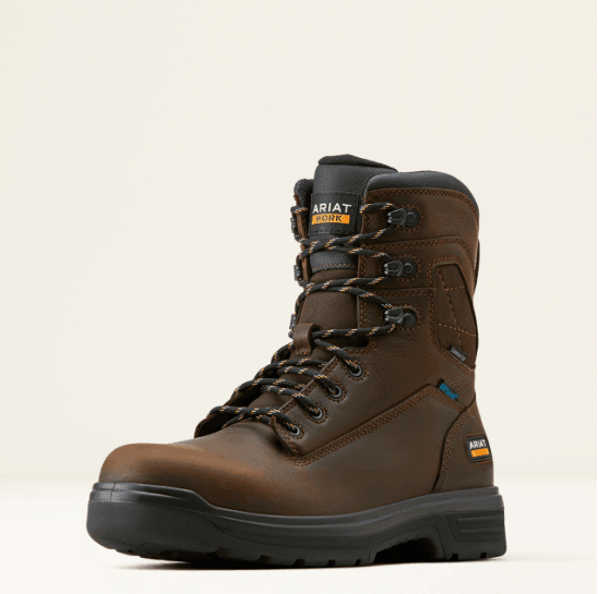 Ariat Men's Rich Brown Turbo 8" H2O Waterproof Carbon Toe Lace Up Work Boots 10050823