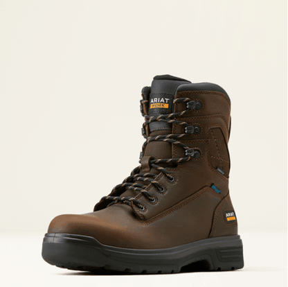 Ariat Men's Rich Brown Turbo 8" H2O Waterproof Carbon Toe Lace Up Work Boots 10050823