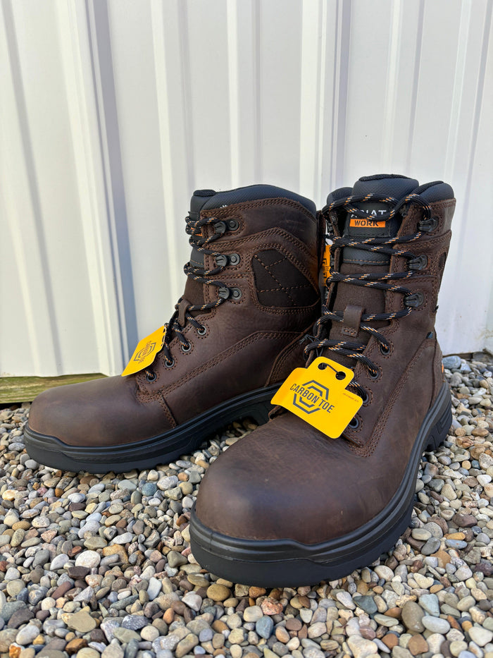 Ariat Men's Rich Brown Turbo 8" H2O Waterproof Carbon Toe Lace Up Work Boots 10050823-Painted Cowgirl Western Store