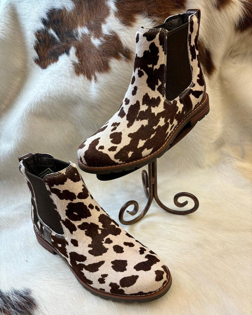 Ariat Women's Brown Cowhide Hair-On Wexford Lug Chelsea Bootie 10050915-Painted Cowgirl Western Store