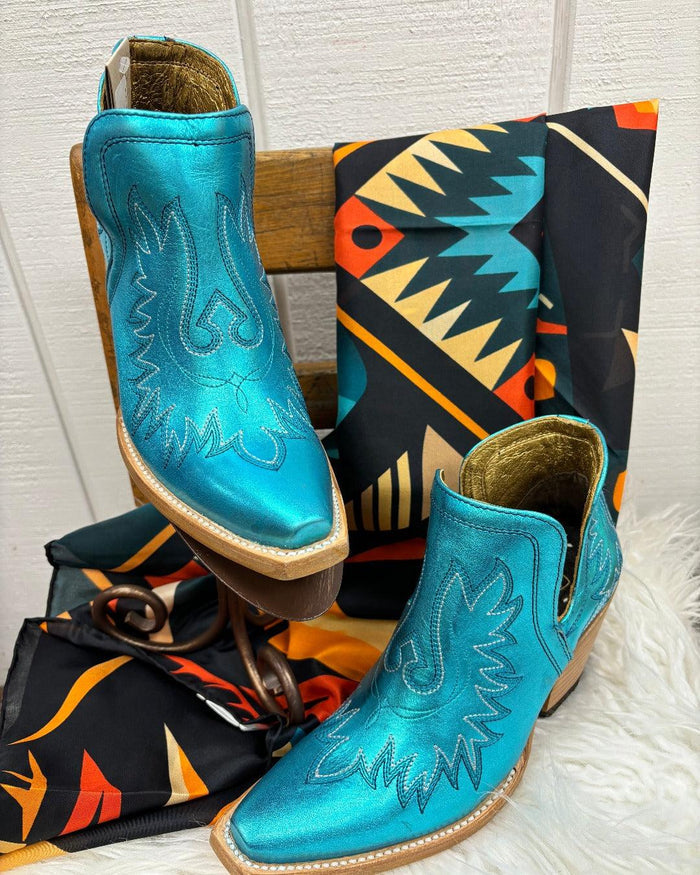Ariat Women's Electric Calypso Metallic Blue Dixon Shortie Boots 10050873-Painted Cowgirl Western Store